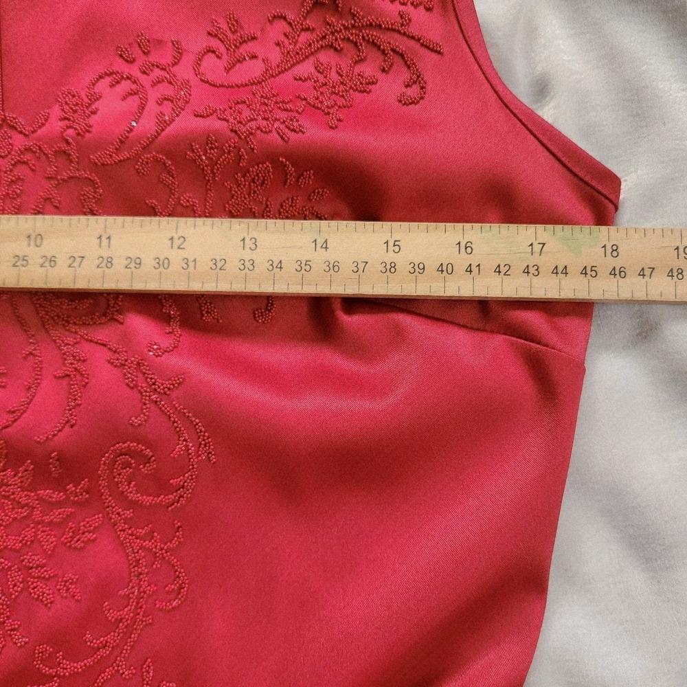 VTG CDC 90's Dress NWT Red Sheath Formal Cocktail Beaded Front Size 8‎ USA - Picture 8 of 10